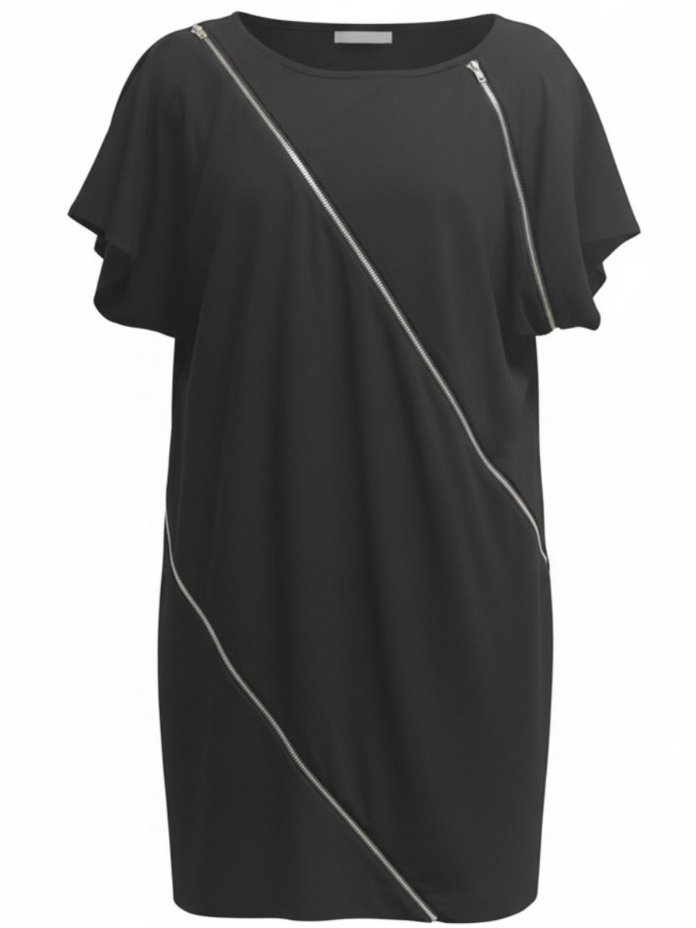 Lane Bryant Black Zipper Shift Dress Plus Size 14/16 Modern Chic